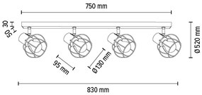 Spot-Light 26114404 - Mennyezeti spotlámpa PHIPHI 4xE27/60W/230V tölgy