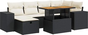 vidaXL 8 részes fekete polyrattan akácfa kerti ülőgarnitúra párnákkal