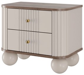 Vesper éjjeliszekrény készlet 56 cm - kasmír / diófa / arany fogantyúk / gömb alakú lábak
