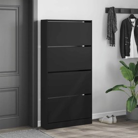 fekete cipőszekrény 4 kihajtható fiókkal 80 x 21 x 163,5 cm