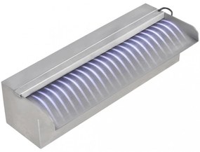 Négyszögletes rozsdamentes acél medence szökőkút LED fényekkel 30 cm