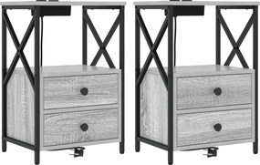 vidaXL Éjjeliszekrény 2 pcs Szürke Sonoma 40 x 31 x 60 cm Faanyag