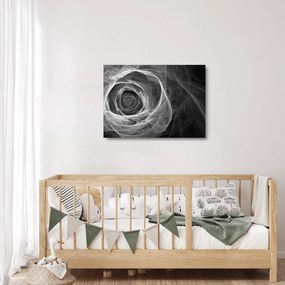 Üveg kép - Absztrakt rózsa fekete-fehér (70x50 cm)