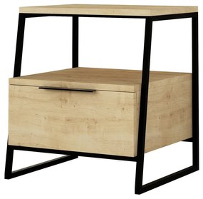 Natúr színű éjjeliszekrény polcokkal Pal – Kalune Design