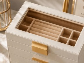 Ékszerdoboz ELEGANT CASE 25,1x21,5x15,3 cm öko bőrből, bézs