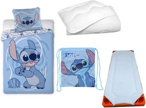 Disney Lilo és Stitch, A csillagkutya Whirlwind Blue gyerek, ovis ágyneműhuzat, derékalj, tornazsák és paplan/párna szett 100x135 cm 40x60 cm