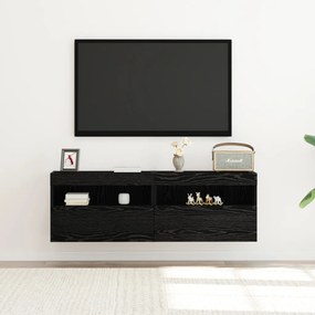 TV faliszekrény LED világítással 2 db Fekete tölgy 60x30x40 cm