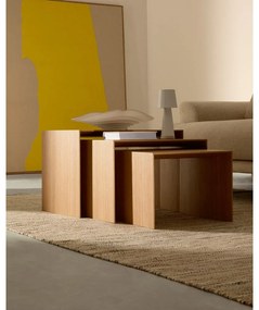 Tárolóasztal szett tölgyfa dekorral 3 db-os 40x60 cm Litto – Kave Home