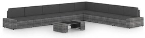 vidaXL 9 részes szürke polyrattan kerti ülőgarnitúra párnákkal