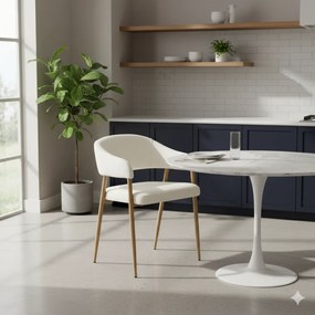 Dizájner étkezőszék, krémszínű/bükk, NIZAR TYP 1