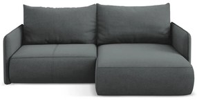 Szürke kinyitható-tárolóhelyes sarokkanapé (jobb oldali) Nanea – Makamii