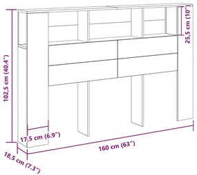 Fejhajtó szekrény Musta tammi 160 x 19 x 104,5 cm Faanyag