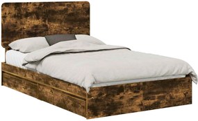 vidaXL Tárolós Ágy fejtámlával Füstölt tölgy 120 x 190 cm Faanyag