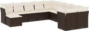 vidaXL 11 részes barna polyrattan kerti ülőgarnitúra párnákkal