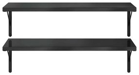 2 db fekete rozsdamentes acél fali polc 100 x 40 cm