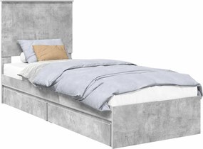 vidaXL Tárolós Ágy fejtámlával Beton Szürke 75 x 190 cm Faanyag