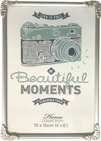 Fém keret 10x15 matt ezüst, finom díszítéssel