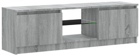szürke sonoma színű TV-szekrény LED lámpákkal 120 x 30 x 35,5cm