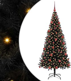 vidaXL Karácsonyfa 300 LED-del állvánnyal Fekete 180 cm PVC