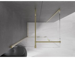 Mexen Velar, tolóajtós zuhanykabin 110 (ajtó) x 80 (fal) cm, 8mm átlátszó üveg, arany fényes, 871-110-080-01-50