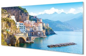 Üvegképek Olaszország partjainál tenger épületek 120x60cm