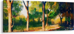 Erdő képe a nyári napsütésben, festmény (120x50 cm)