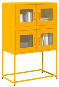 Highboard Mustársárga 68x39x107 cm Acél