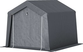 Outsunny Kert Shed, Tároló Sátor, 3 x 3 m, Vízálló és UV-ellenálló, Horganyzott Acél Váz és Nagy Ajtó, Kerékpár Garázs Menedék a Szabadtérhez, Sötétsz
