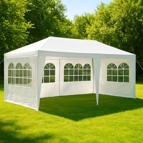 Kerti party sátor 3×6 m fehér ablak/cipzár és PE sátor