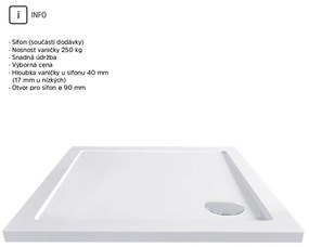 Mereo Mereo, Kora zuhanygarnitúra: szögletes sarok 90 cm, fehér ALU, Grape üveg, kád, szifon, MER-CK34101ZN
