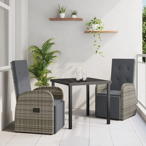 3 darabos kerti étkező szett párnákkal Szürke Poli Rattan