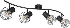Globo 54017-4 Spotlámpa fém fekete rácsos búrával. HxSZxM:800x225x190, exkl. 4xE27 40W 230V