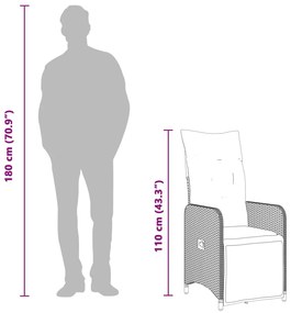 2 db bézs polyrattan dönthető kerti szék párnákkal