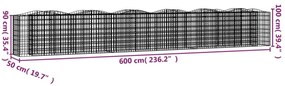 íves horganyzott vas gabion magaságyás 600 x 50 x 100 cm