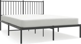 vidaXL fekete fém ágykeret fejtámlával 140 x 200 cm