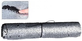 Flitteres asztali dekor futó 25x125cm ezüst / fekete színben