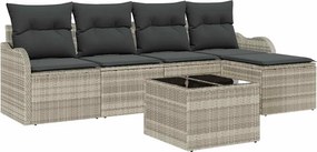 vidaXL Kerti Kanapé Szett 6 pcs Világosszürke polirattan