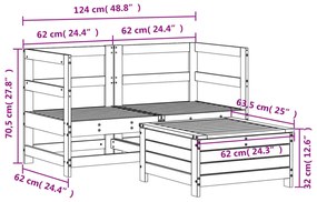 3 részes tömör duglászfenyő kerti kanapészett