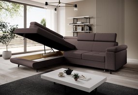 Kinyitható ülőgarnitúra, barna, balos, JOGI ROH