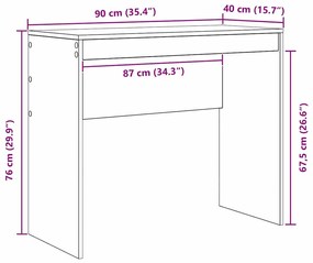 Asztal Beton szürke 90 x 40 x 76 cm Faanyag