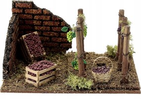 Karácsonyi betlehem dekorációs szőlő, 20x14x10,5cm- 9-12cm magas figurákhoz