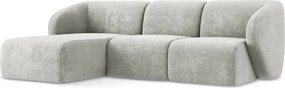 Világosszürke zsenília sarokkanapé (bal oldali-heverő résszel) Lani – Makamii