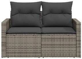 2 személyes szürke polyrattan kerti kanapé párnával