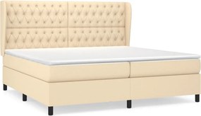 vidaXL krémszínű szövet rugós ágy matraccal 200 x 200 cm