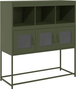 vidaXL olívazöld hidegen hengerelt acél tálalószekrény 100,5x39x107 cm