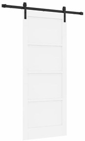 Csúszóajtó Fehér és fekete 83 x 202 cm Tömör fenyő és acél