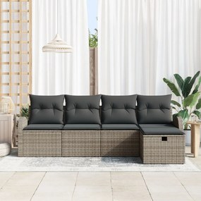 Kerti Kanapé Szett 5 pcs Szürke 234 x 117 x 85 cm Poli rattan