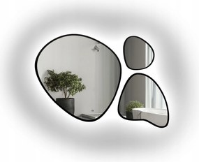 Flora három darabos tükör szett fekete keretben, Led háttérvilágítással 200x135 cm