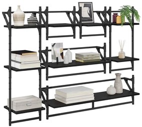 vidaXL Fali polc készlet 6 pcs Fekete tölgy 100 x 25 x 30 cm Faanyag