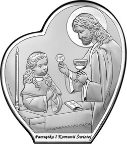 Ezüst színű elsőáldozási emlékkép kislánynak 12x13.5